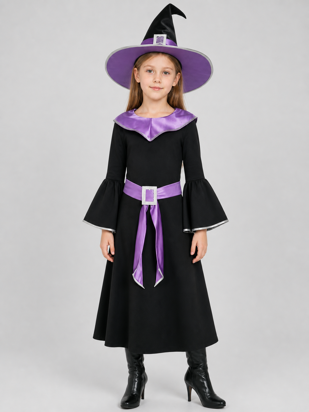 Witch Costume: Purple Dress and Hat Costume Dresses detail 3