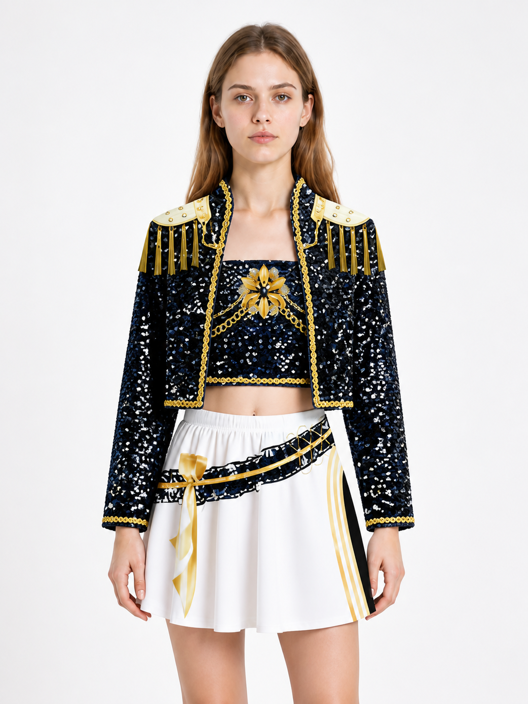 Sequin Stage Costume with Jacket, Top, and Skirt Costumes detail 3