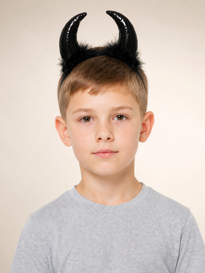 Halloween Carnival Headband with Black Horns Costume Headwear detail 2