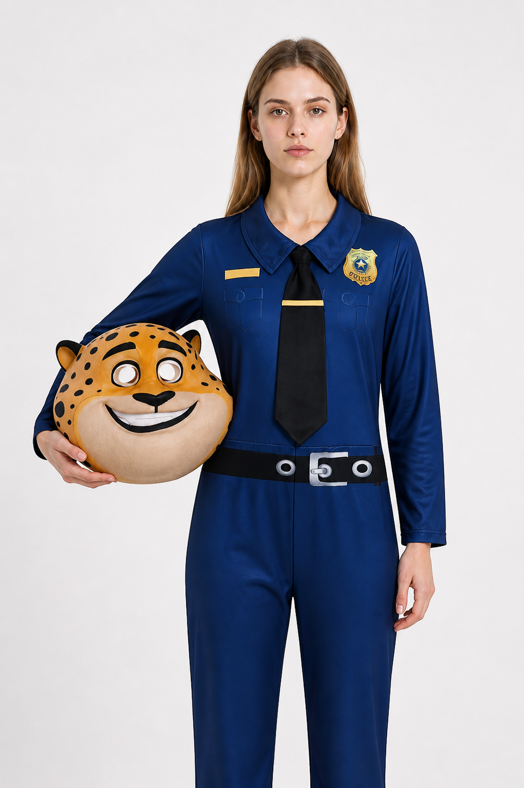 Animal Police Officer Costume Jumpsuit with Leopard Head Costumes detail 3