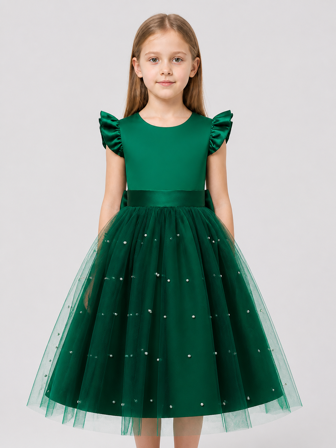 Dark Green Princess Dress with Tulle and Polka Dots Costume Dresses detail 3