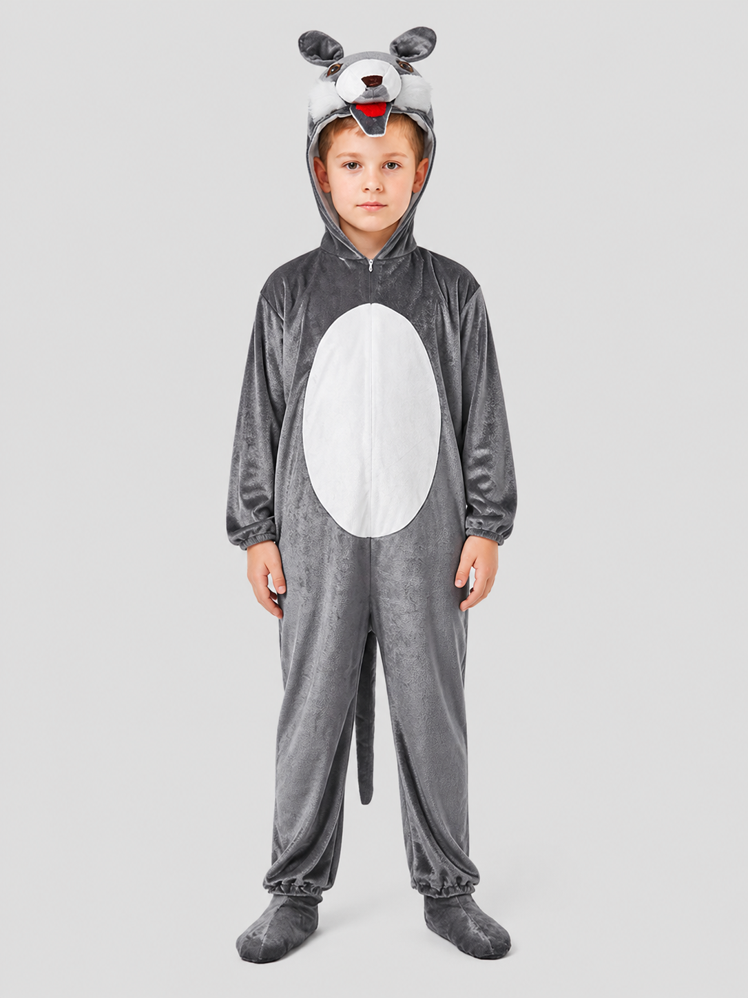Gray Wolf Costume, Hooded Jumpsuit with Tail Costumes detail 3