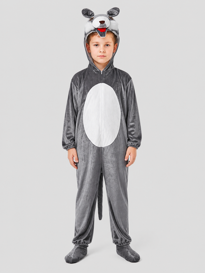 Gray Wolf Costume, Hooded Jumpsuit with Tail Costumes detail 3