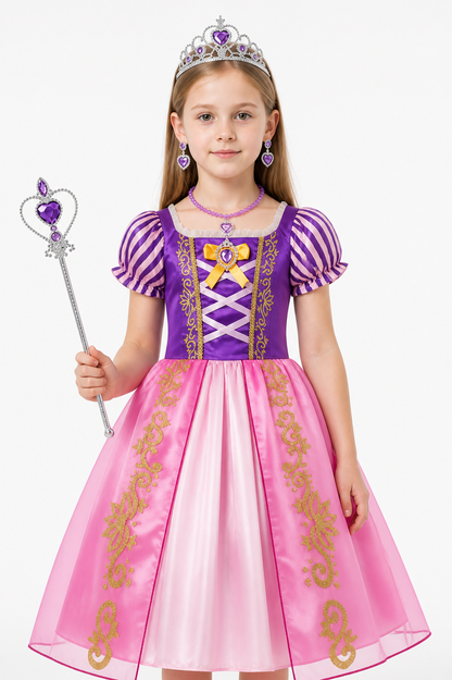 Rapunzel Princess Costume with Crown and Wand Costume Headwear detail 3