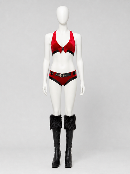 Red and Black Christmas Hooded Costume