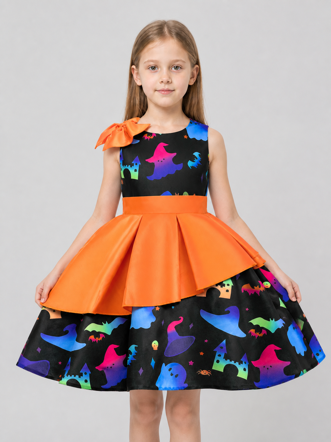 Children's Halloween Print Dress with Full Skirt Costume Dresses detail 3