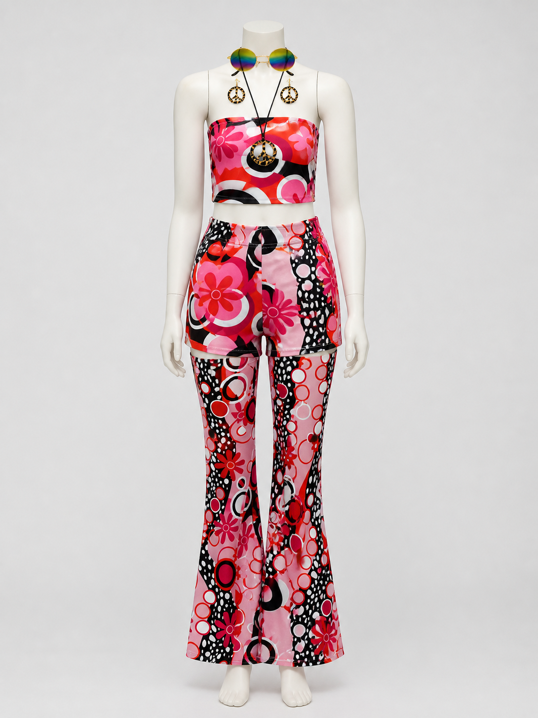 Hippie-Style Set: Flare Pants, Shorts, and Accessories Costume Accessories detail 3