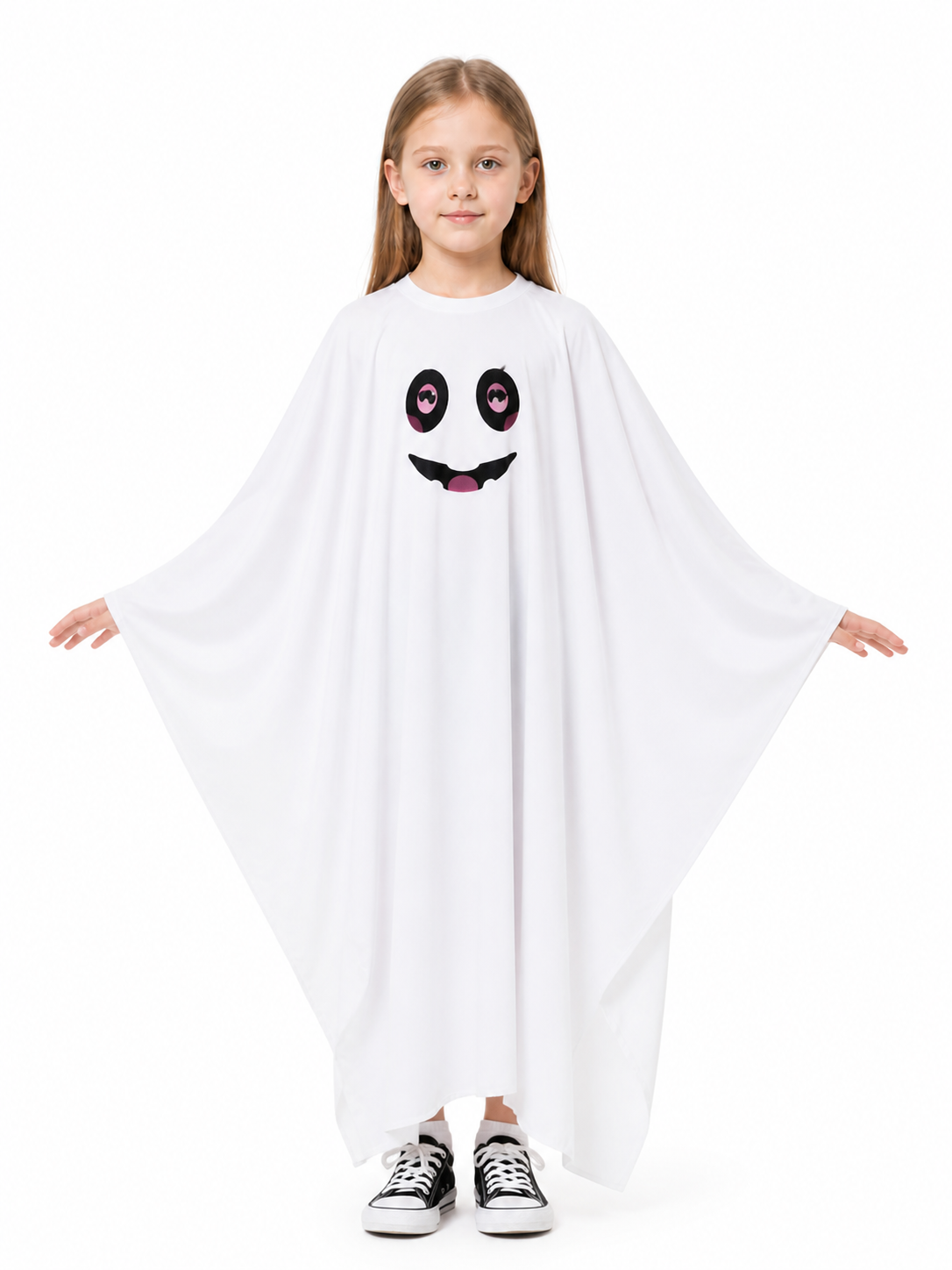 White Halloween Ghost Cape with Face Costume Capes detail 3