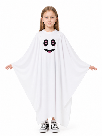 White Halloween Ghost Cape with Face Costume Capes detail 3