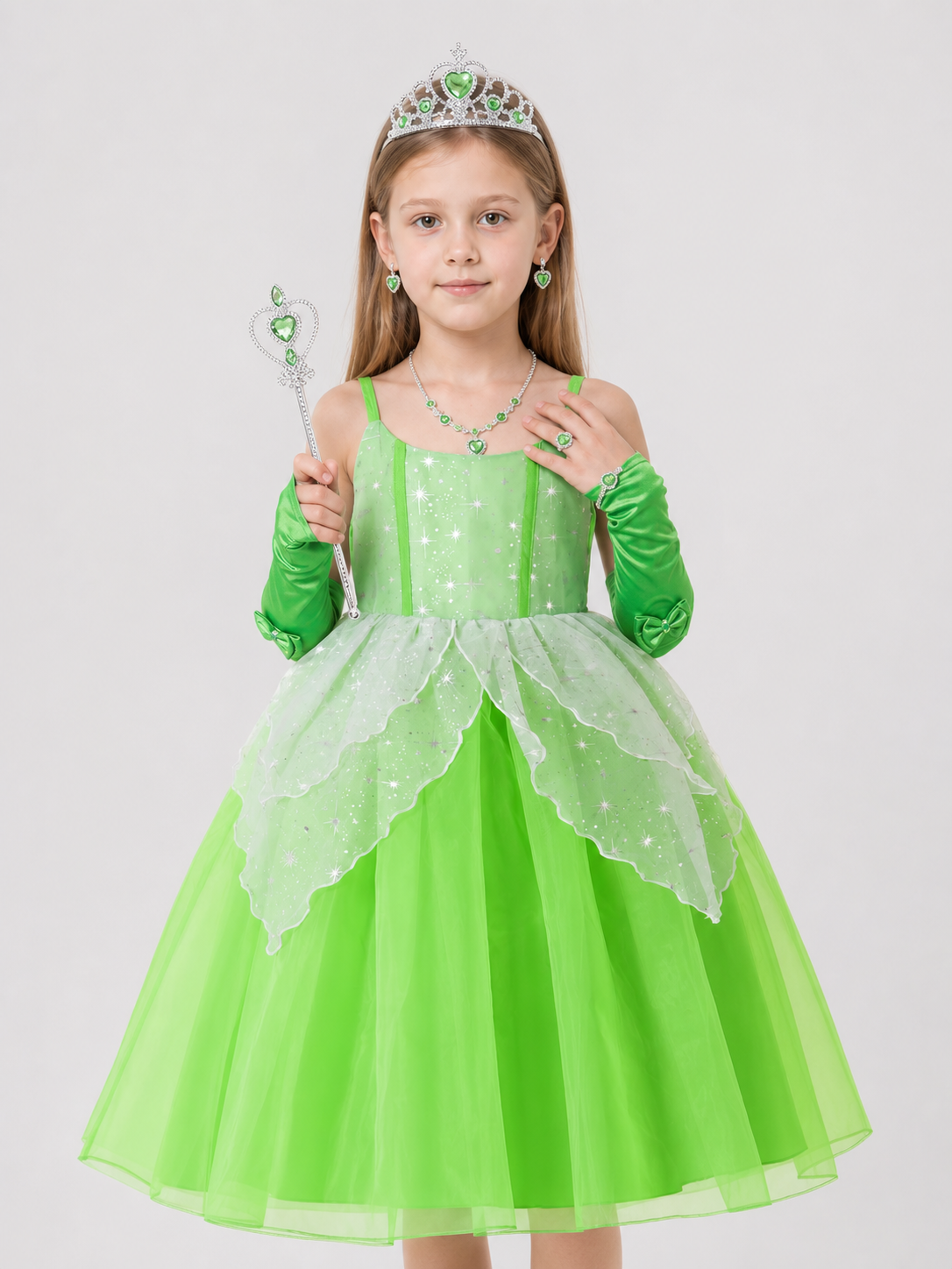 Princess Costume Set: Green Dress and Accessories Costume Dresses detail 3