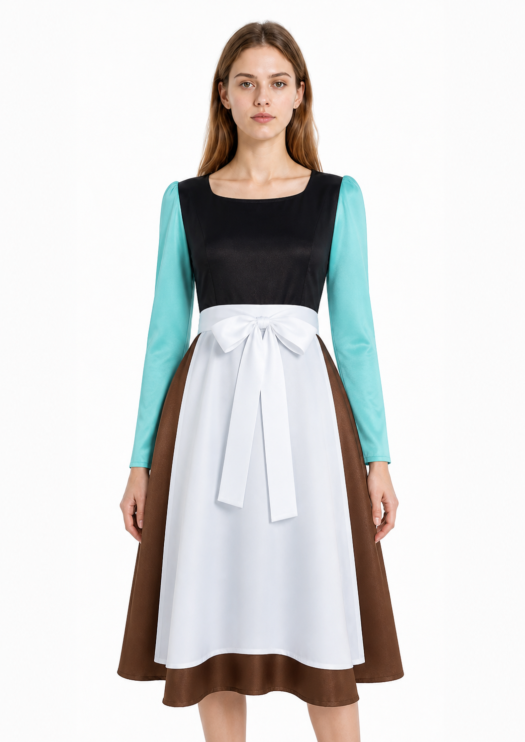 Cinderella Cosplay Dress with Apron and Bow Costume Dresses detail 3