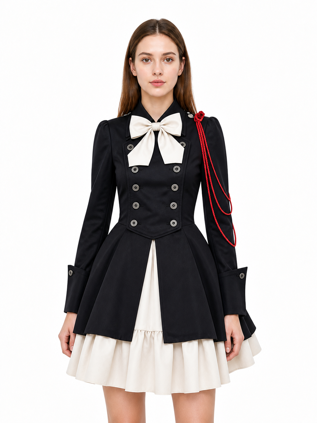 Gothic Double-Breasted Dress with Long Sleeves Costume Dresses detail 2