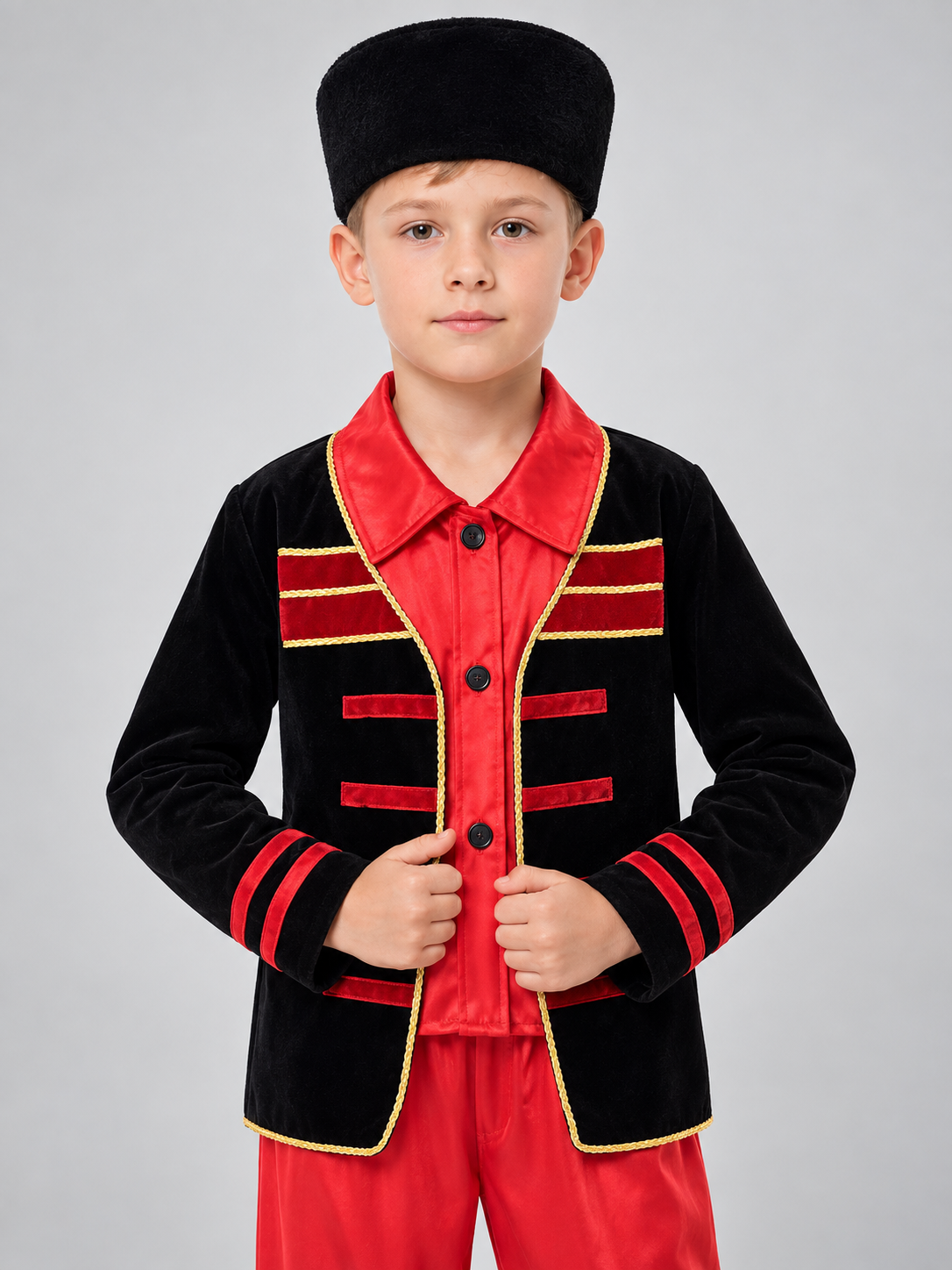 Kids' Russian Folk Costume Black with Red and Gold