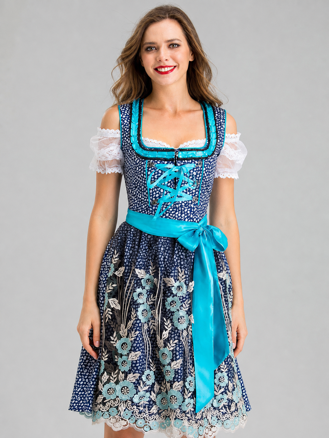 Embroidered Lace Dress in an Ethnic Style