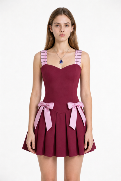 Red Cosplay Dress with Straps and Bow Costume Dresses detail 3