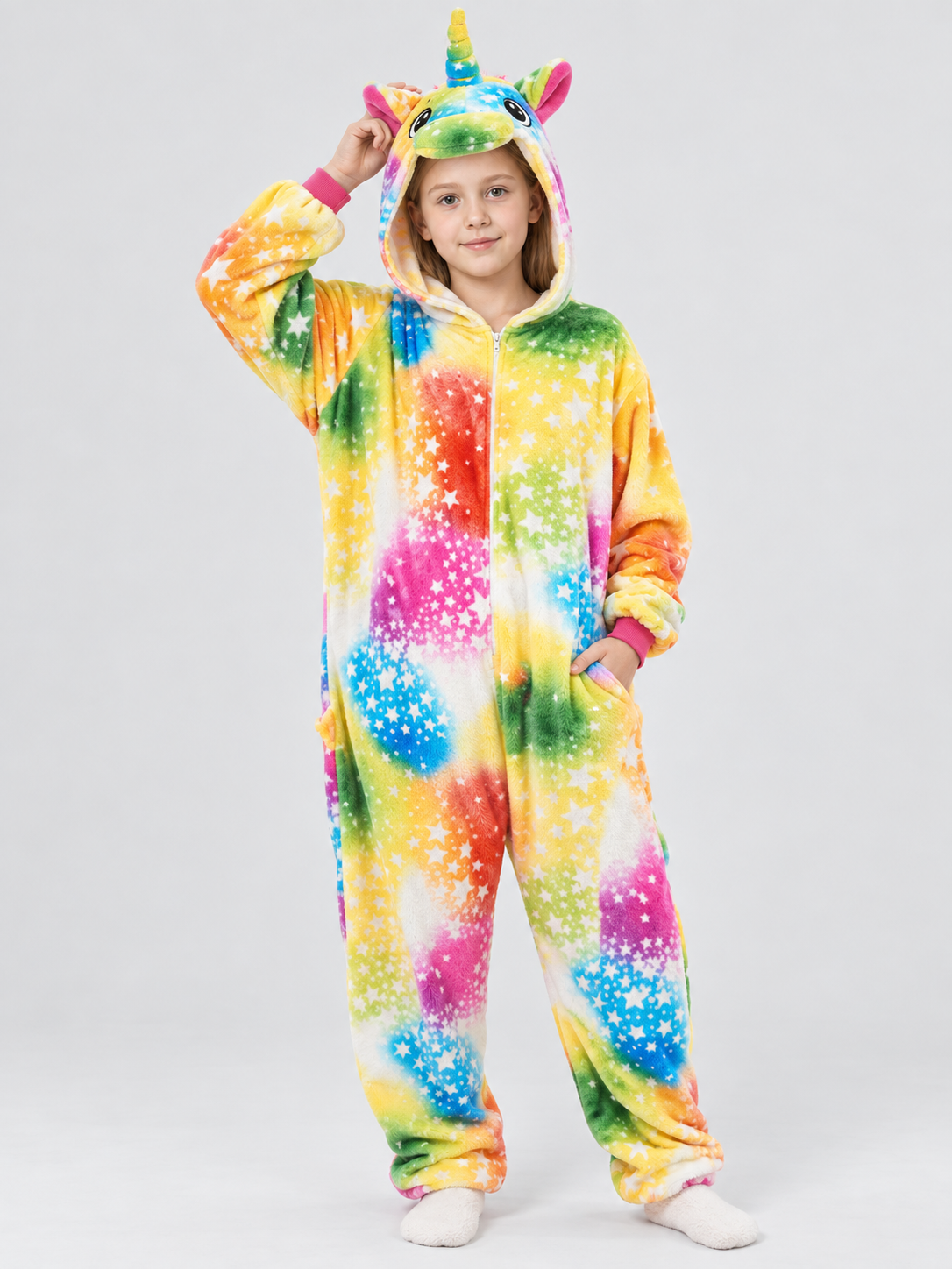 Rainbow Unicorn Kigurumi Pajama with Horn and Ears