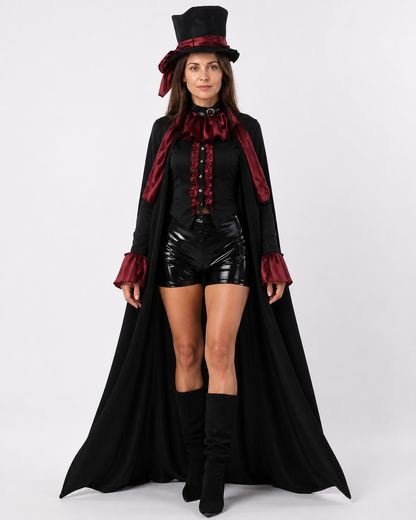 Red and Black Vampire Costume with Cape for Halloween Costume Capes detail 3