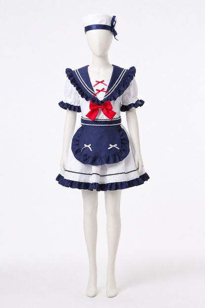 Sailor Uniform with Bows and Ruffles for Cosplay Costumes detail 2