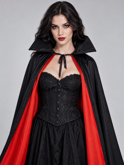 Black and red vampire cape with ties, 1.5 m