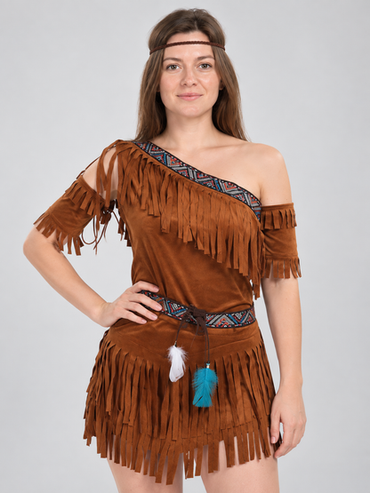Indian Costume with Fringe, Belt, and Headband