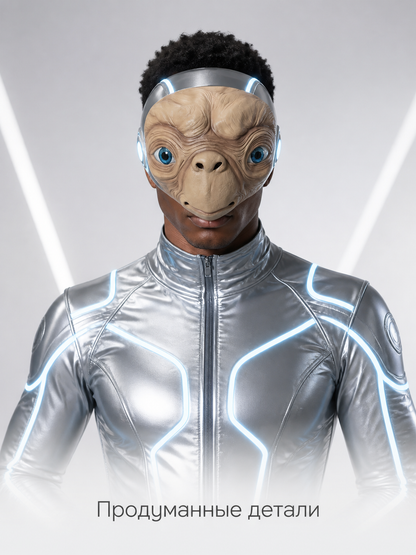 Alien Carnival Mask for Halloween and Cosplay upper body view