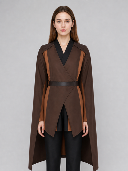 Medieval Character Cosplay Costume Set, 4-Piece Brown Cape, Black Inner Garment, Belt And Pants, Role Play Stage Outfit