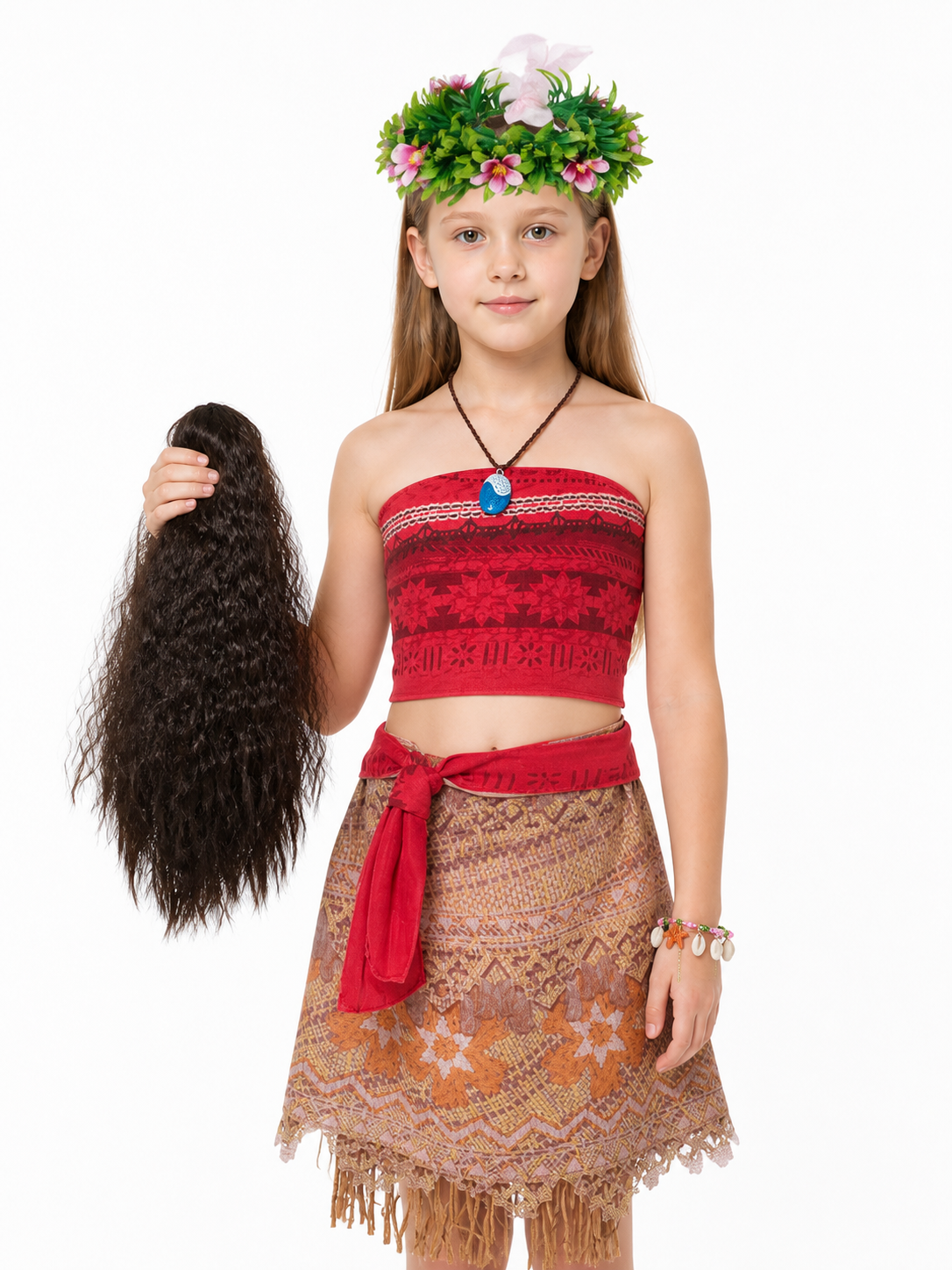 Moana Costume with Wig and Skirt Costume Wigs detail 3