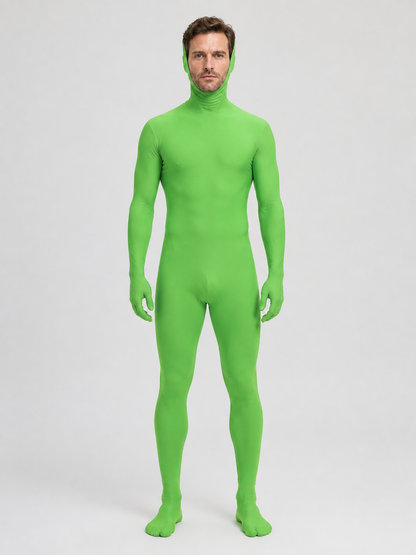 Green skin-tight jumpsuit for chroma key and Halloween Costumes detail 3