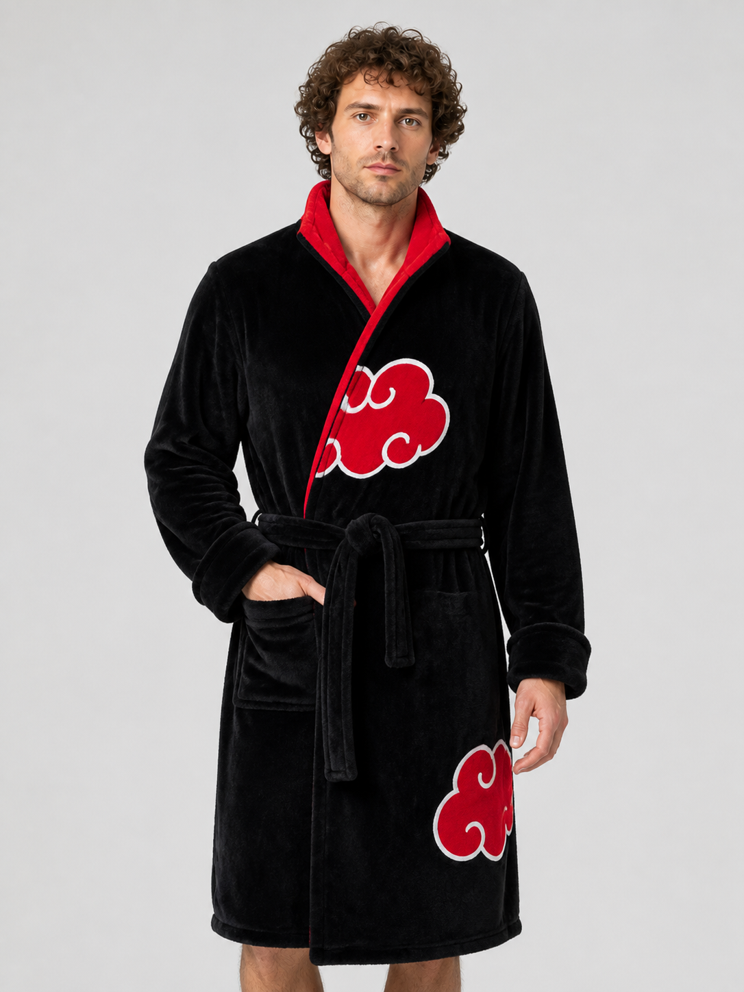 Cosplay Hooded Robe, Black, Red Clouds Costumes detail 3