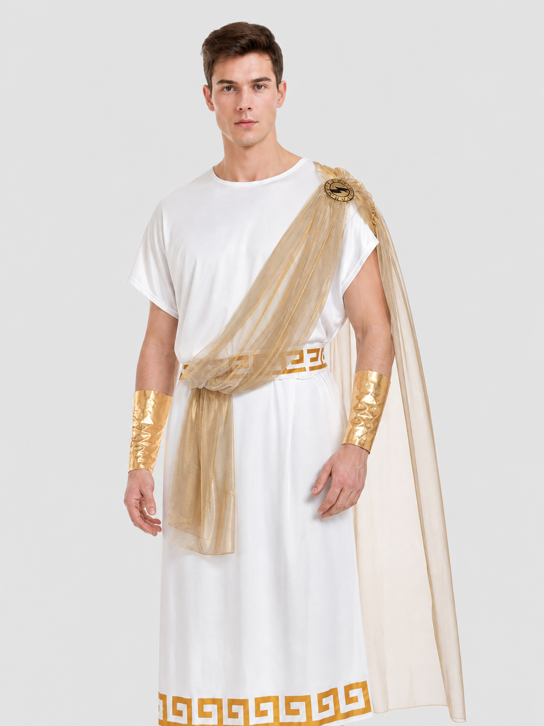 Ancient Greek Costume with Cape, Belt, and Arm Cuffs