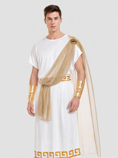 Ancient Greek Costume with Cape, Belt, and Arm Cuffs