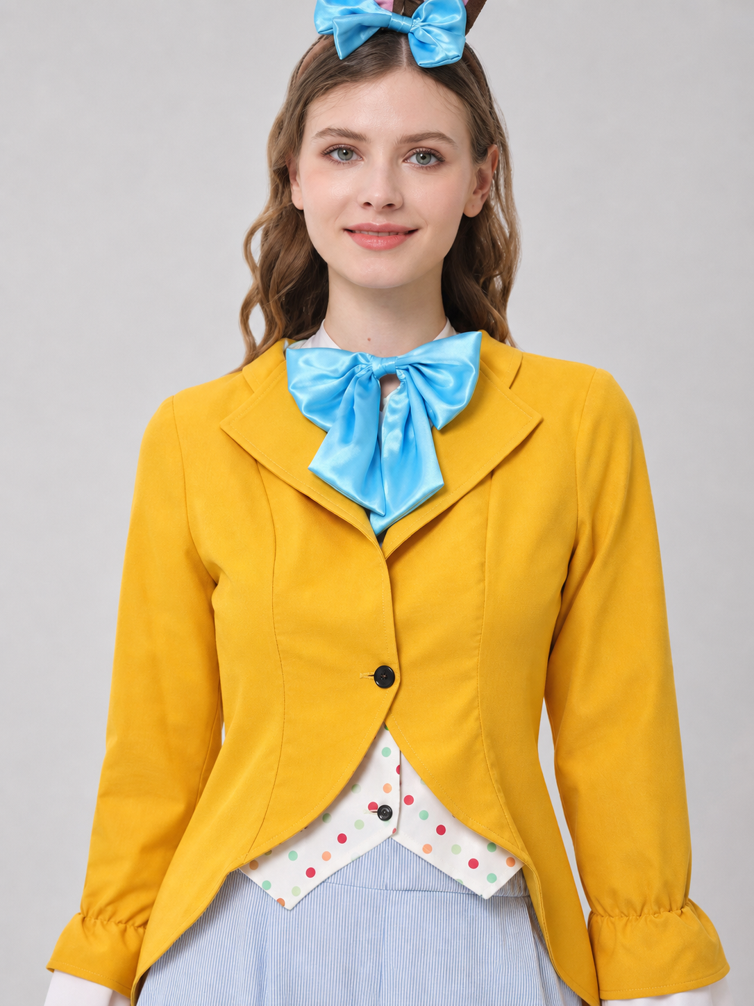 Rabbit Costume for Cosplay with Ears and Blue Bow Tie