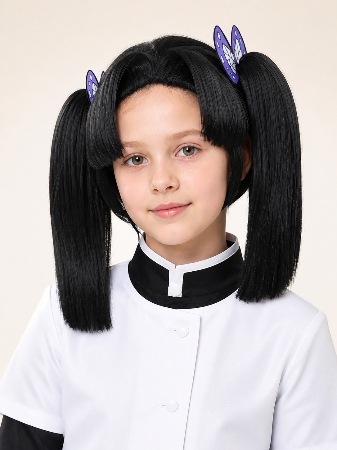 Black Wig with Two High Ponytails for Cosplay Costume Wigs detail 2