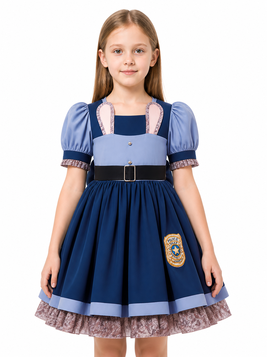 Police Officer Dress-Up Costume for Girls with Belt and Badge Costume Dresses detail 3