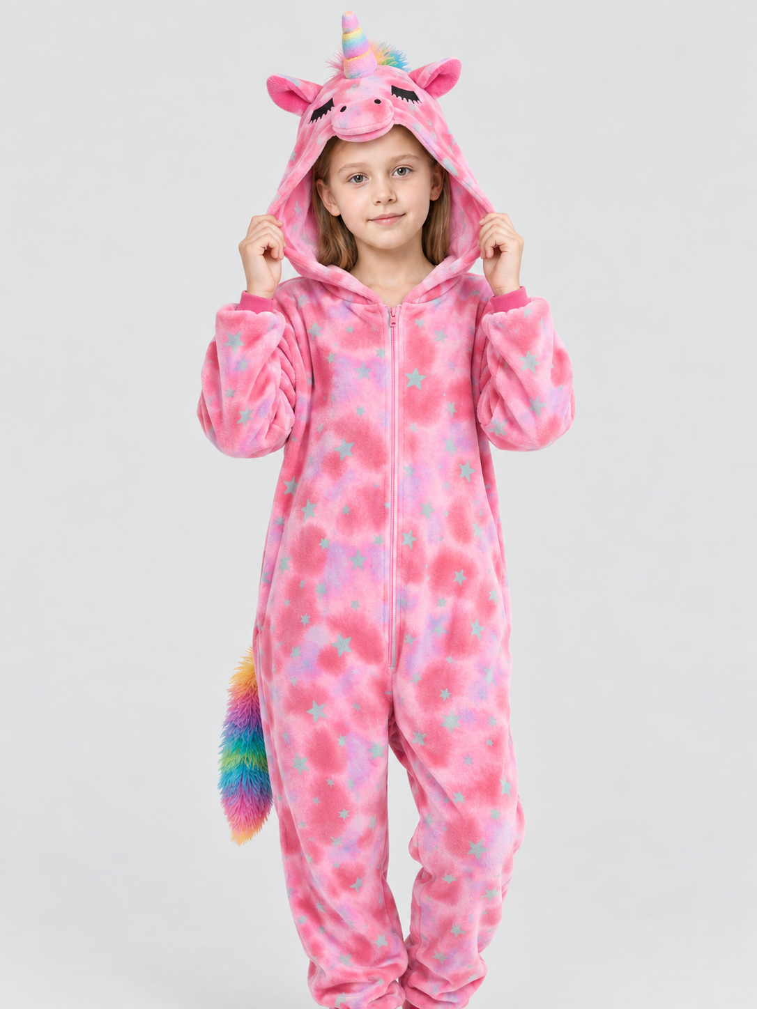 Kids' Hooded Unicorn Jumpsuit Pajama, Pink
