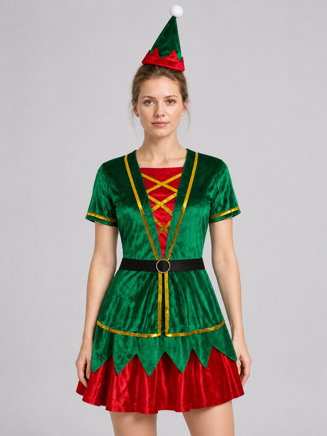Christmas Elf Costume — Green Dress and Hat product detail 3