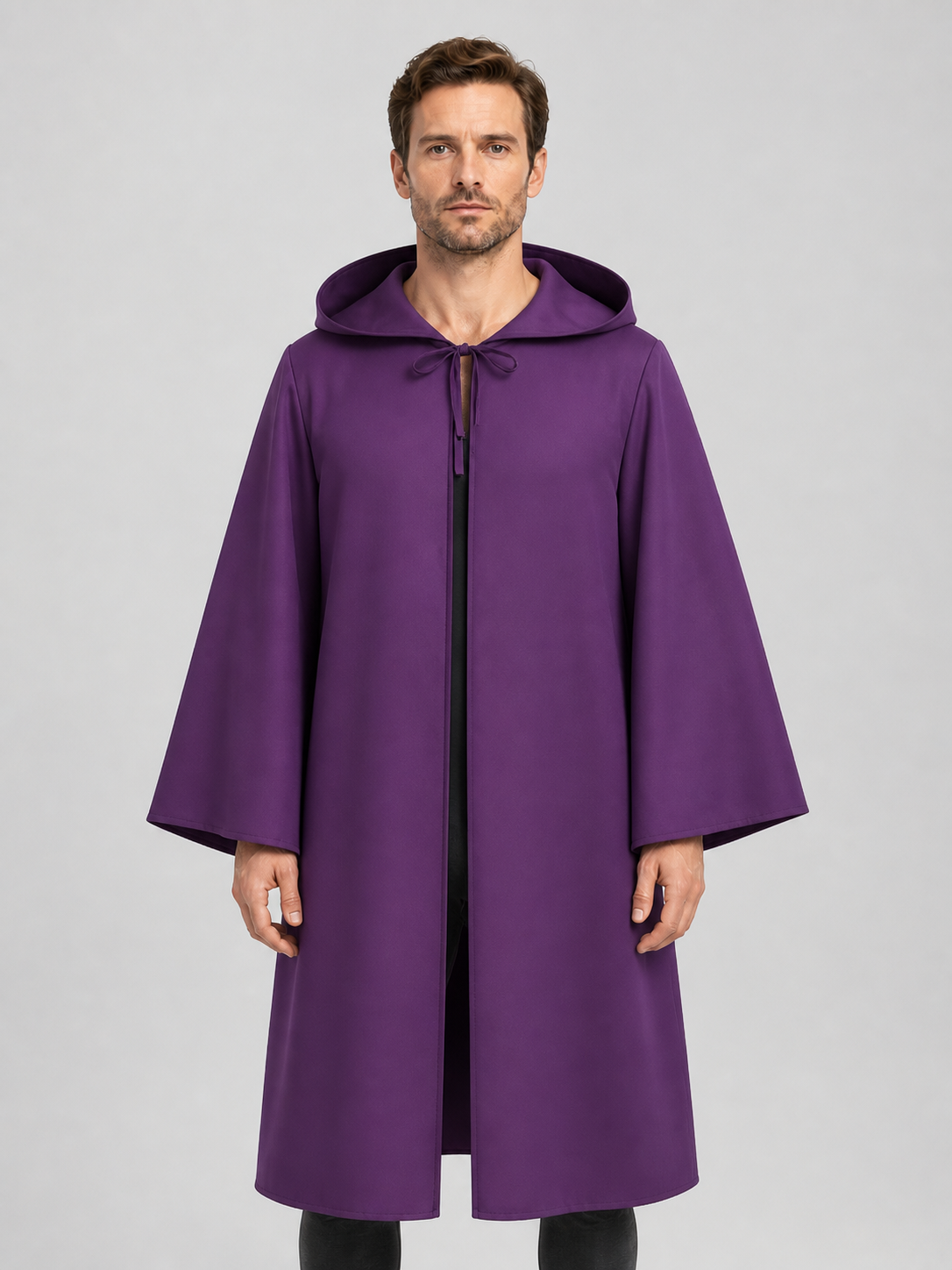 Adult Purple Hooded Carnival Cloak Costume Capes detail 3