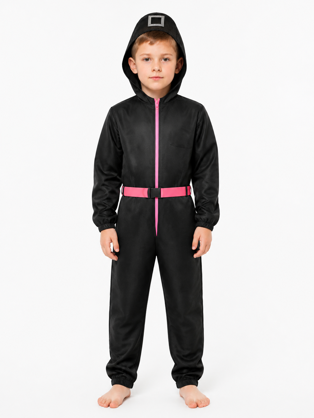 Black Dali Cosplay Jumpsuit from Money Heist upper body view