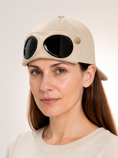 Carnival Beige Cap with Glasses