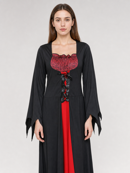 Halloween Witch Costume with Long Dress and Hat