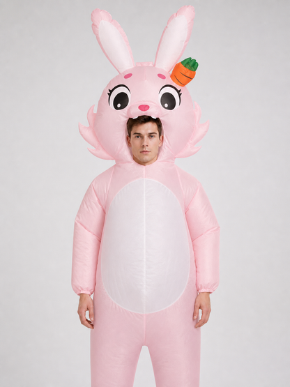 Inflatable Bunny Costume with Ears and a Carrot