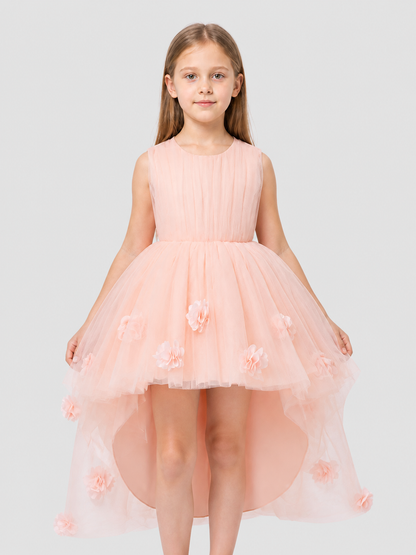 Sleeveless Children's Tutu Dress with Flowers and a Train Costume Dresses detail 3