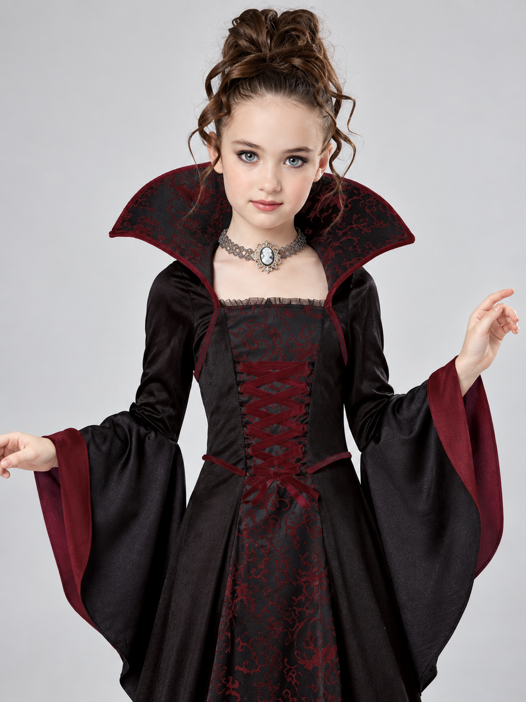 Vampire Costume: Burgundy Dress, Lacing