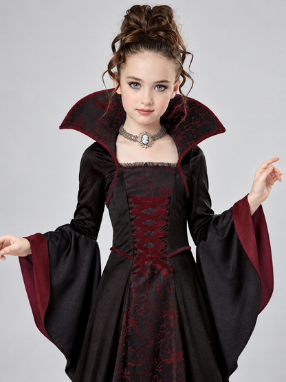 Vampire Costume: Burgundy Dress, Lacing