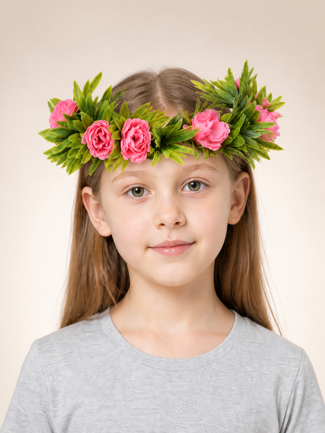 Floral Carnival Headband with Pink Flowers for Celebrations Costume Headwear detail 2