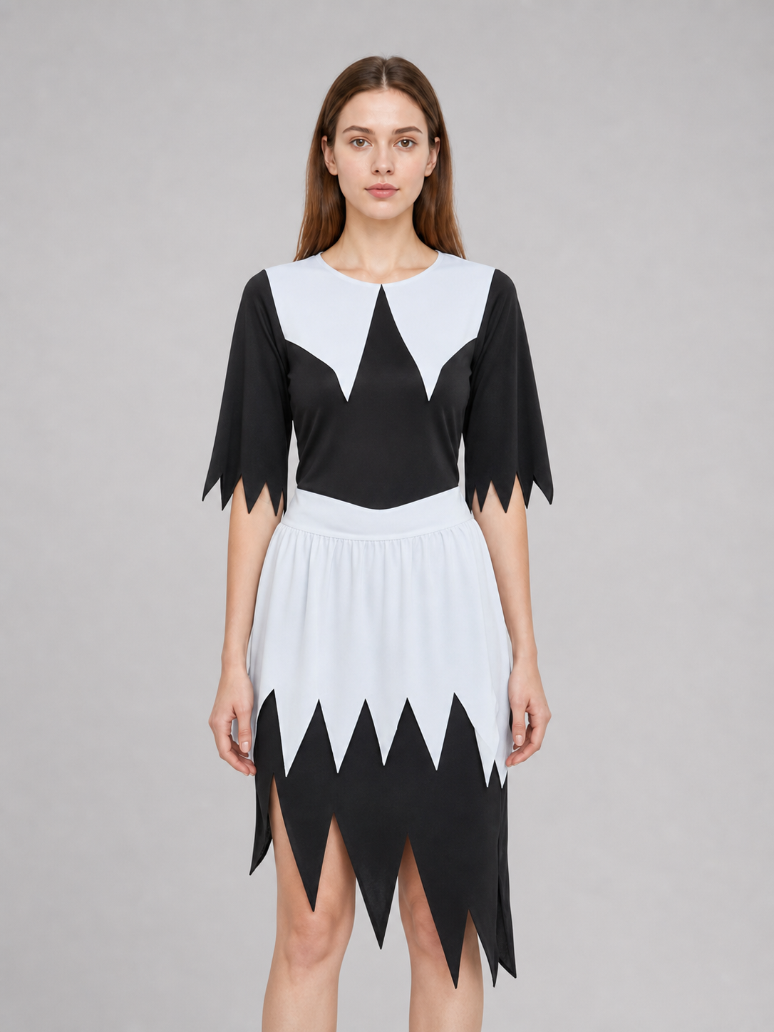 Halloween witch costume with hat and dress upper body view