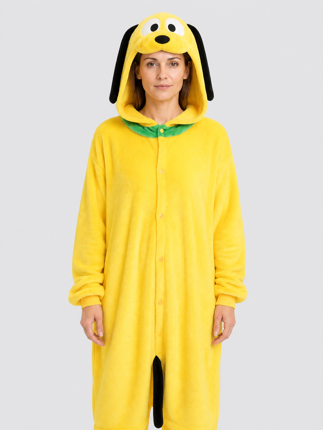 Flannel Hooded Yellow Dog Onesie Pajama product detail 3