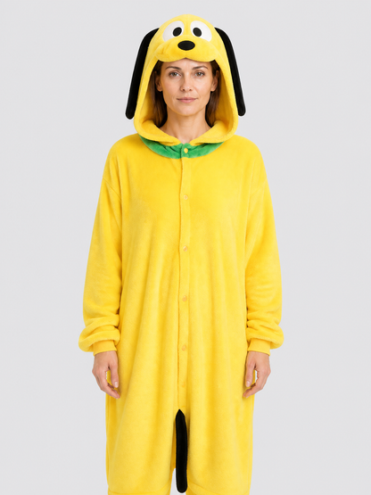 Flannel Hooded Yellow Dog Onesie Pajama product detail 3