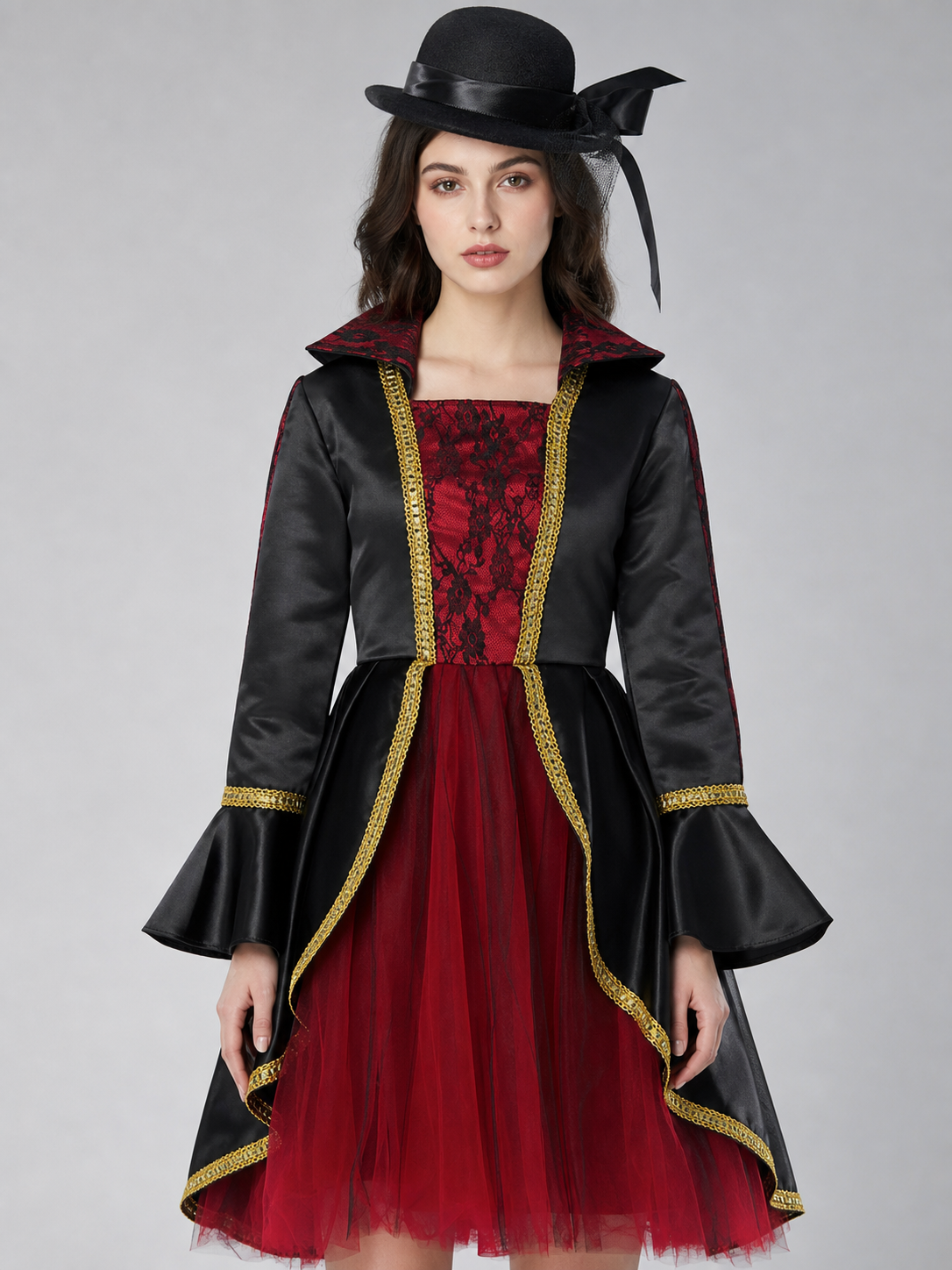 Costume Dress with Hat and Collar for Cosplay