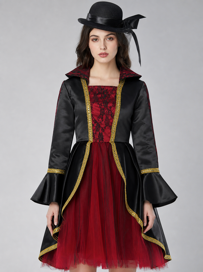 Costume Dress with Hat and Collar for Cosplay